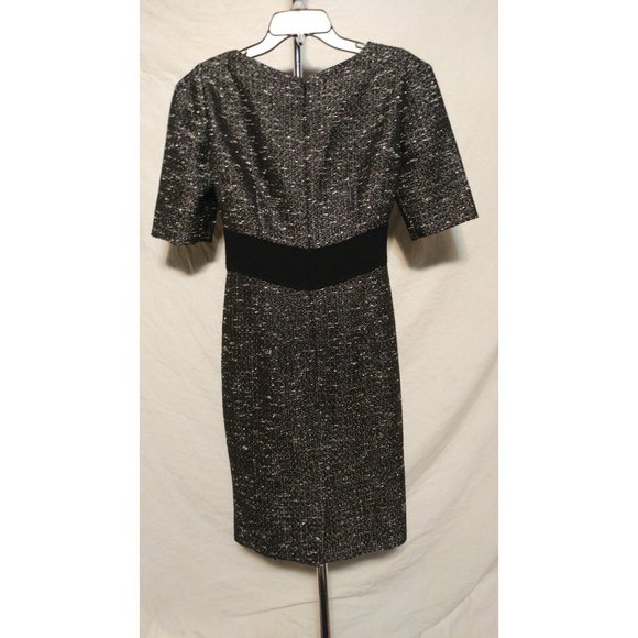 Tahari dress size 4 black white boucle short sleeve sheath dress - Picture 2 of 4